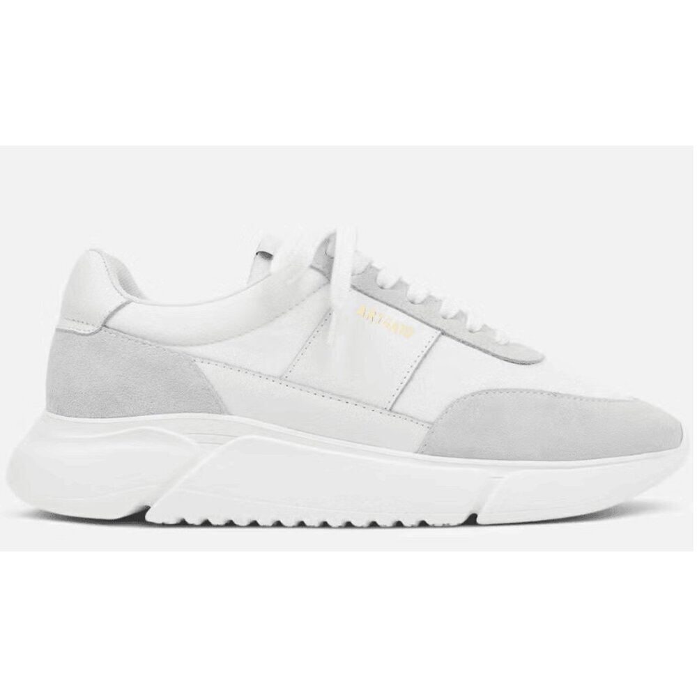Axel Arigato Women's White Gray Genesis Vintage Leather and Suede Runner Shoes